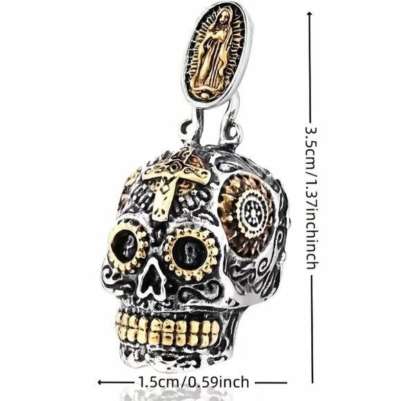 Day of the Dead Sugar Skull Cross Necklace / Pendant #863 - Picture 7 of 11